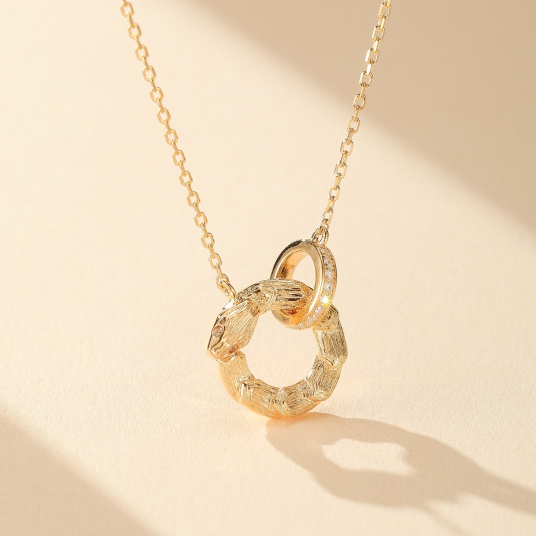 Collier Serpent Cercle Brillant Argent Plaqué Or - Biloria