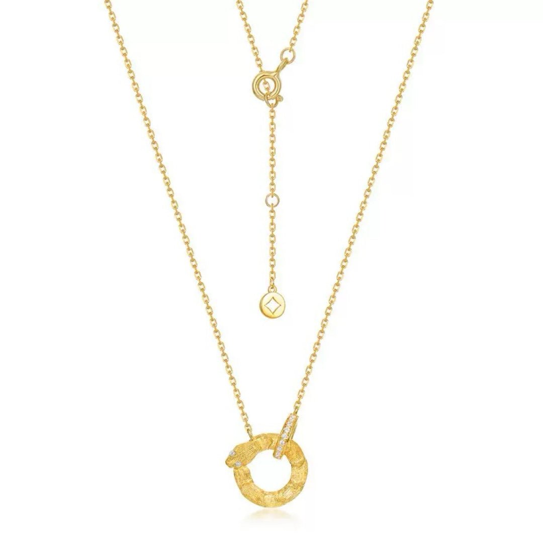 Collier Serpent Cercle Brillant Argent Plaqué Or - Biloria