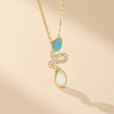 Collier Serpent Opale Turquoise Argent 925 – Bijou Spirituel - Biloria