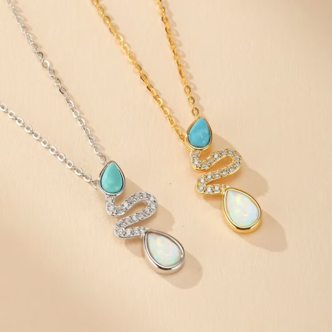 Collier Serpent Opale Turquoise Argent 925 – Bijou Spirituel - Biloria