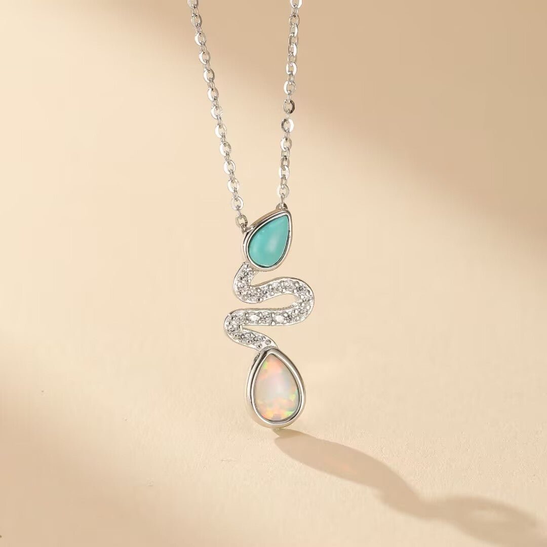 Collier Serpent Opale Turquoise Argent 925 – Bijou Spirituel - Biloria