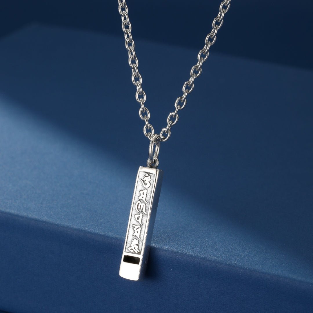 Collier Six Mantras Argent 925 Pilier Sagesse Svastika - Biloria