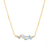 Collier Topaze Bleue Couronne Argent Plaqué Or 14K - Biloria