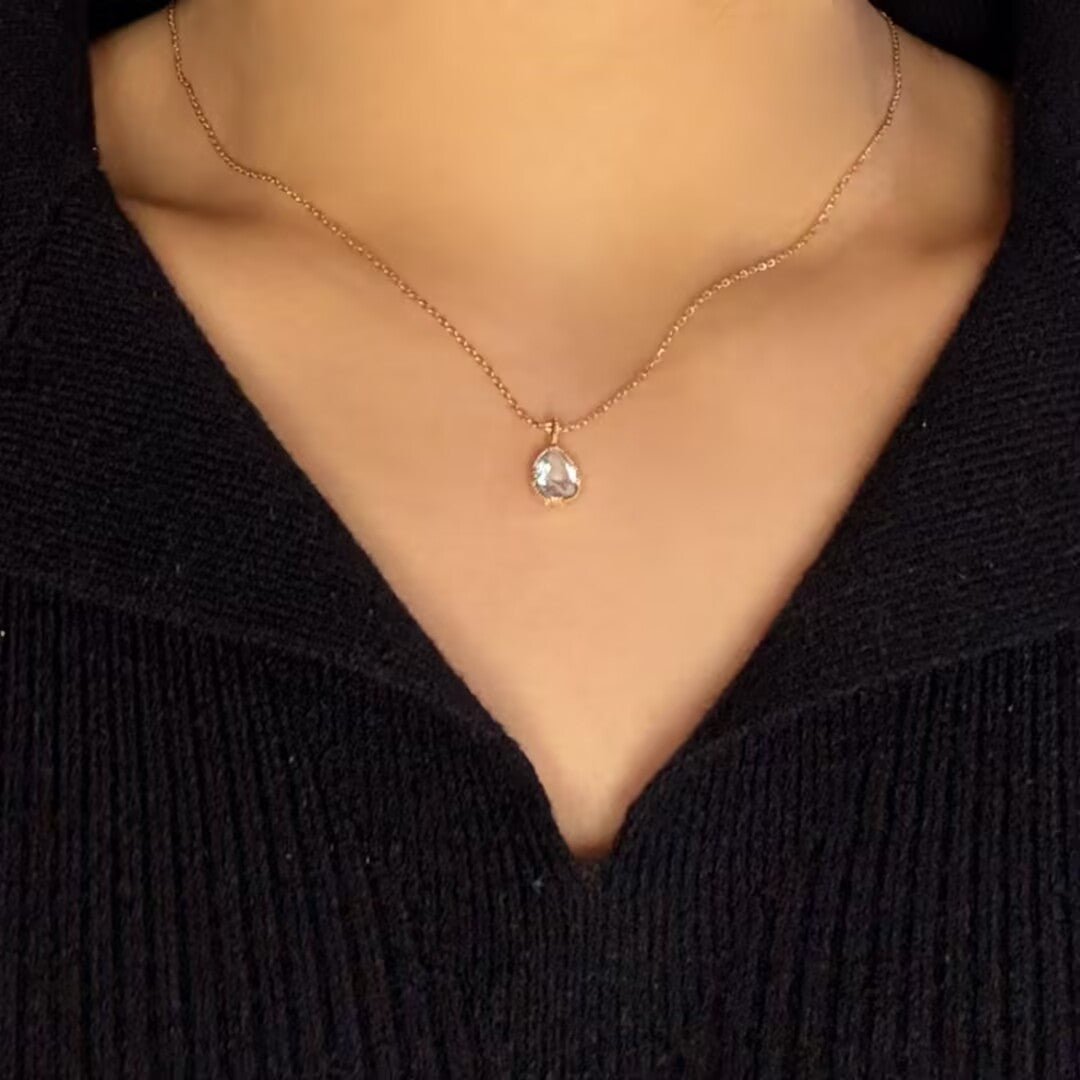 Collier Topaze Bleue Goutte, Argent 925 Plaqué Or 14K - Biloria