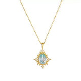 Collier Topaze Bleue Zircon Argent 925 Inspiration Apollon - Biloria
