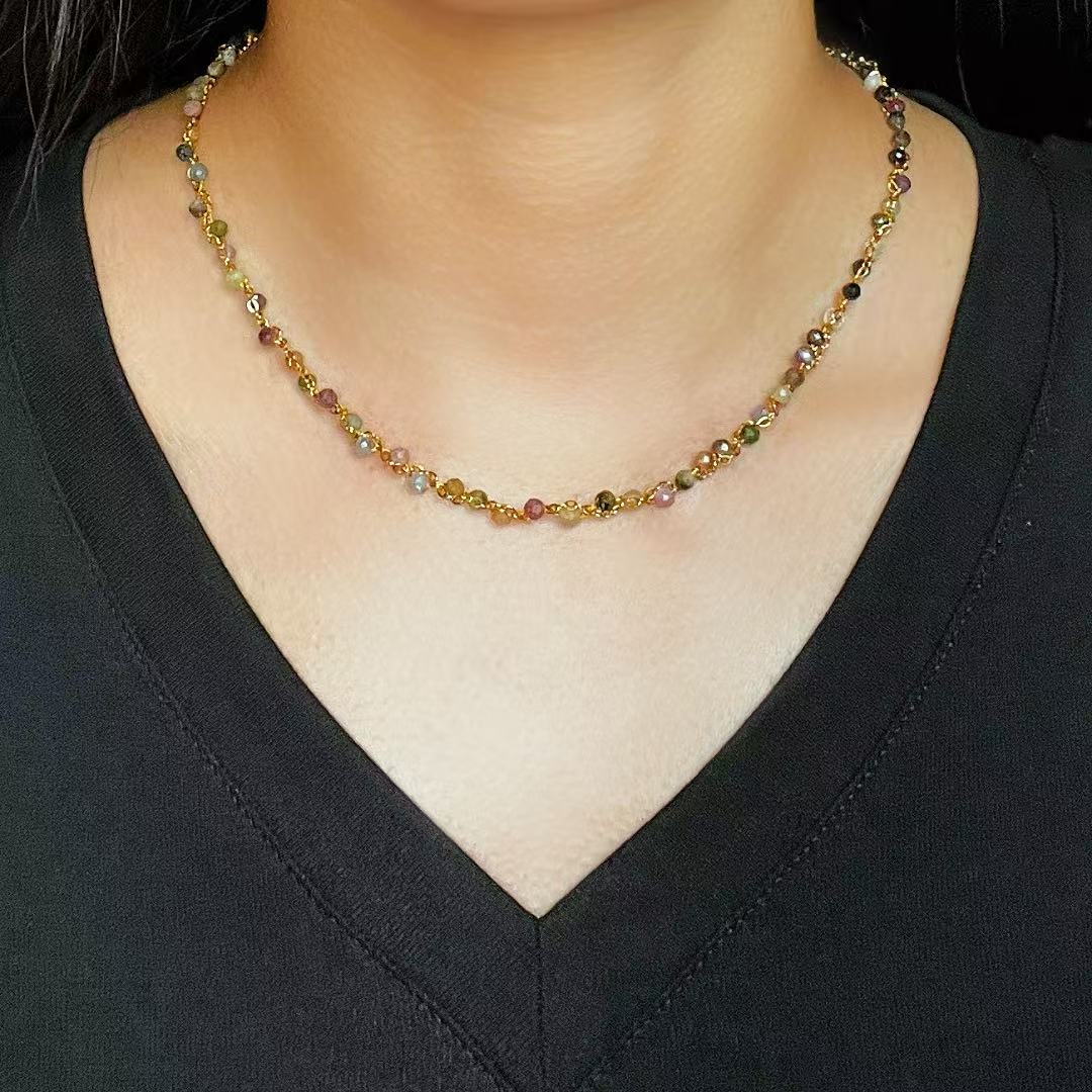 Collier Tourmaline Multicolore Fait Main - Bijou Protecteur - Biloria