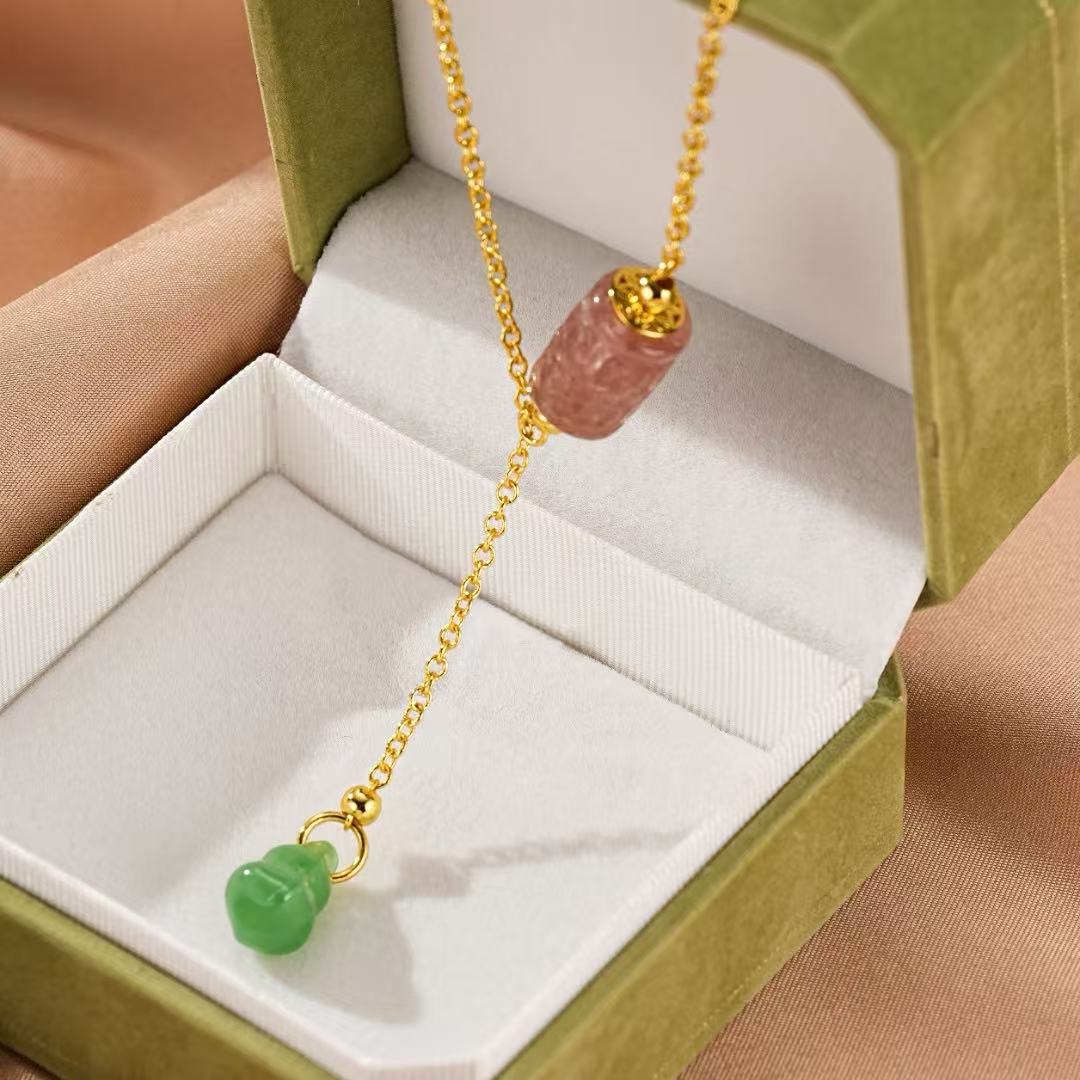 Collier Tourmaline Rose Sculptée – Bijou Talisman - Biloria
