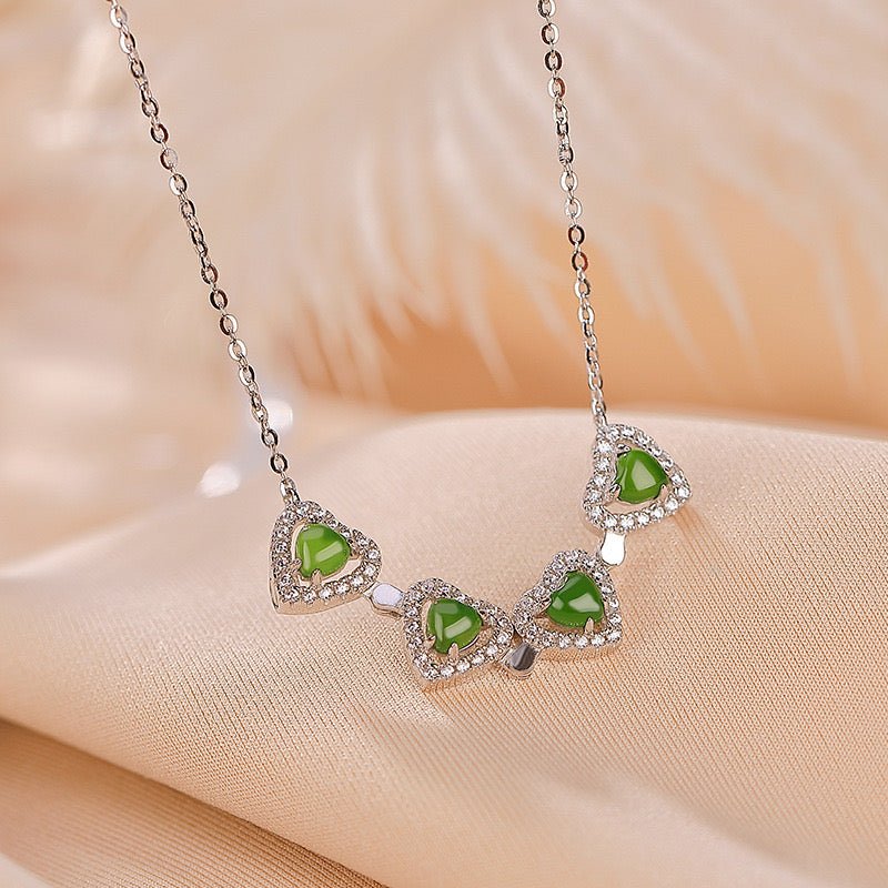 Collier Trèfle Jade Chance Amour - Argent 925 - Biloria