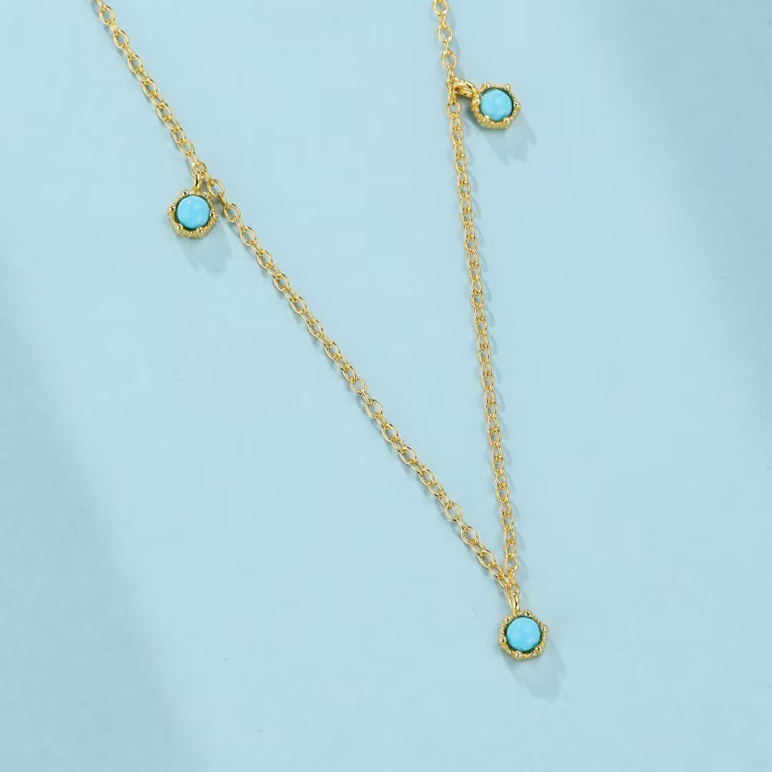 Collier Turquoise Argent 925 Bijou Fait Main Protection Sérénité - Biloria