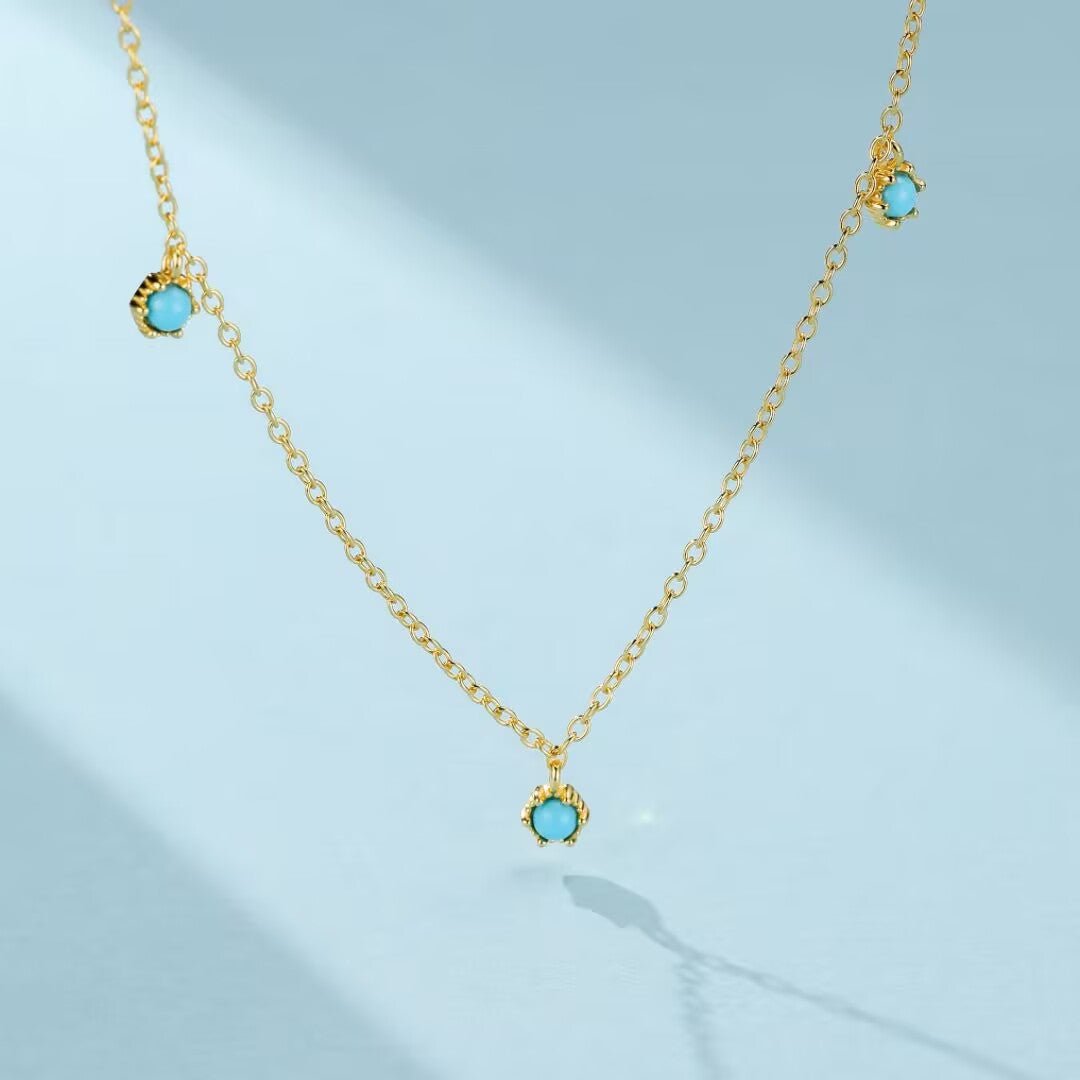Collier Turquoise Argent 925 Bijou Fait Main Protection Sérénité - Biloria