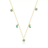 Collier Turquoise Céleste Argent Plaqué Or - Bijou Protection - Biloria