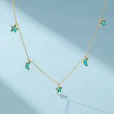 Collier Turquoise Céleste Argent Plaqué Or - Bijou Protection - Biloria