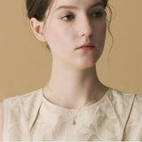 Collier Turquoise Ovale Argent Plaqué Or – Apaisant - Biloria