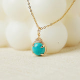 Collier Turquoise Ovale Argent Plaqué Or – Apaisant - Biloria