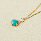 Collier Turquoise Ovale Argent Plaqué Or – Apaisant - Biloria