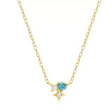 Collier Turquoise Perle Zircon Argent Plaqué Or - Biloria