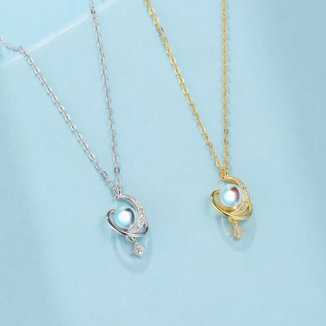 Collier Valse Céleste Pierre de Lune et Zircon - Biloria