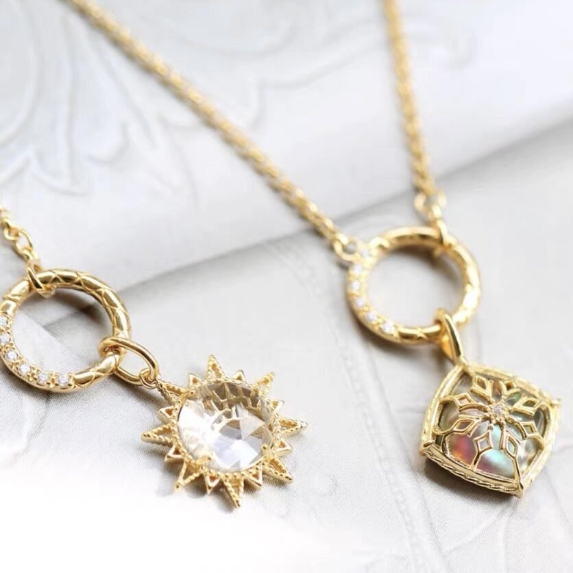 Collier Zircon Argent Plaqué Or pour une Lumière Éternelle - Biloria