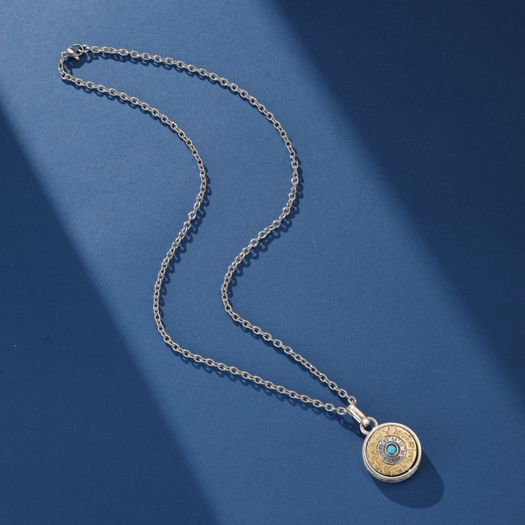 Collier Zodiaque Chinois Argent 925 avec Turquoise – Feng Shui - Biloria