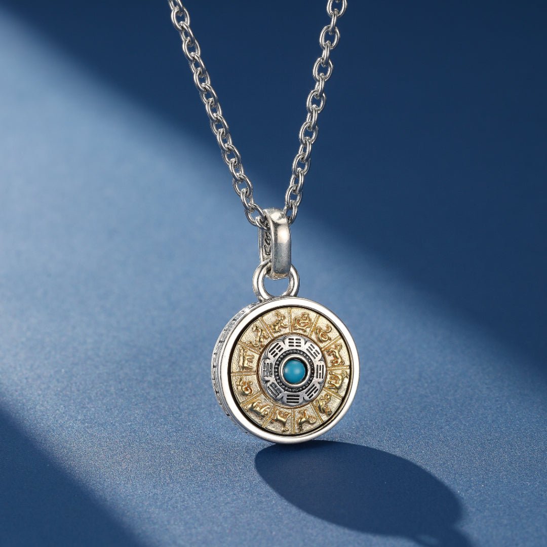 Collier Zodiaque Chinois Argent 925 avec Turquoise – Feng Shui - Biloria