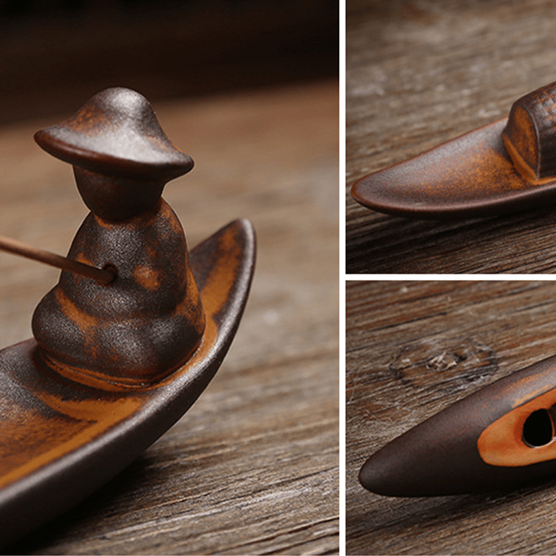 Encensoir Céramique Pêcheur Sampan - Déco Zen - Biloria