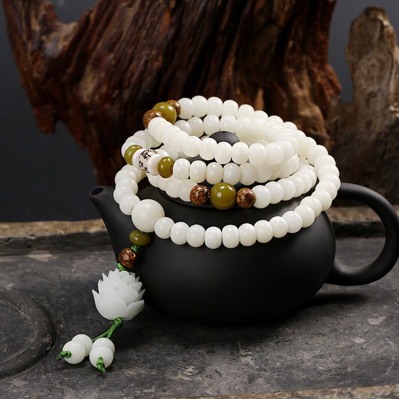 Mâlâ 108 Perles, Jade et Graine de Bodhi - Biloria