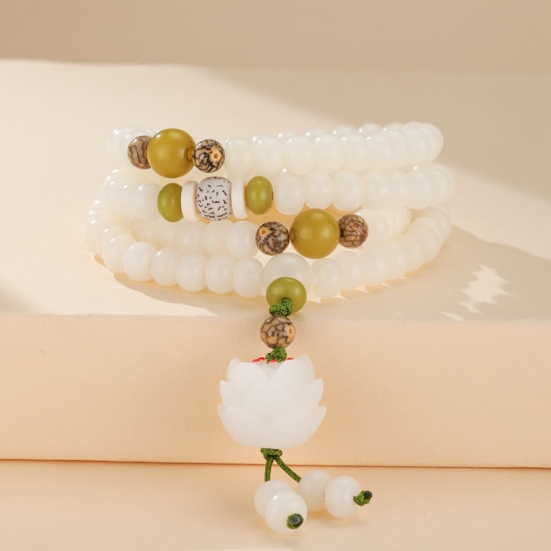 Mâlâ 108 Perles, Jade et Graine de Bodhi - Biloria