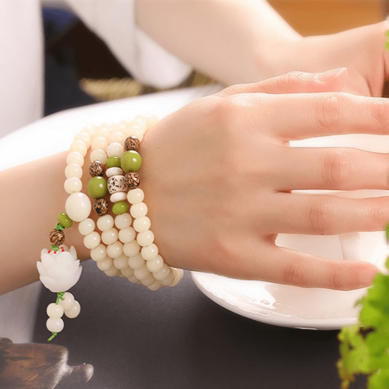 Mâlâ 108 Perles, Jade et Graine de Bodhi - Biloria