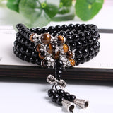Mâlâ 108 Perles Obsidienne Œil de Tigre Agate Rouge - Tigridienne - Biloria