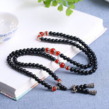 Mâlâ 108 Perles Obsidienne Œil de Tigre Agate Rouge - Tigridienne - Biloria