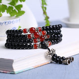 Mâlâ 108 Perles Obsidienne Œil de Tigre Agate Rouge - Tigridienne - Biloria