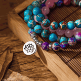 Mâlâ 108 Pierres Naturelles - Rosé pour Méditation et Bijou - Biloria