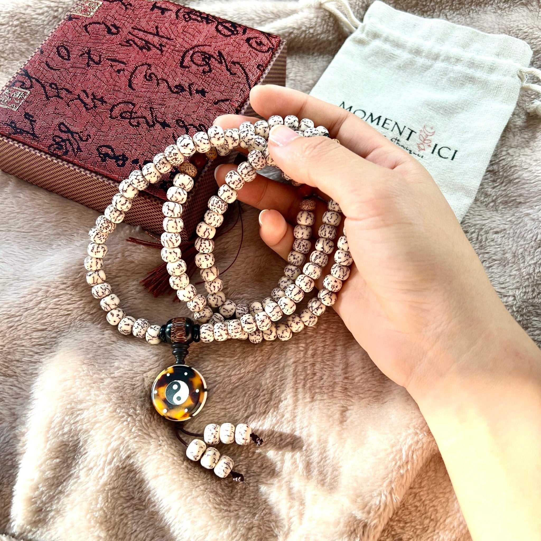 Mâlā Graines de Bodhi 108 Perles – Yin et Yang - Biloria