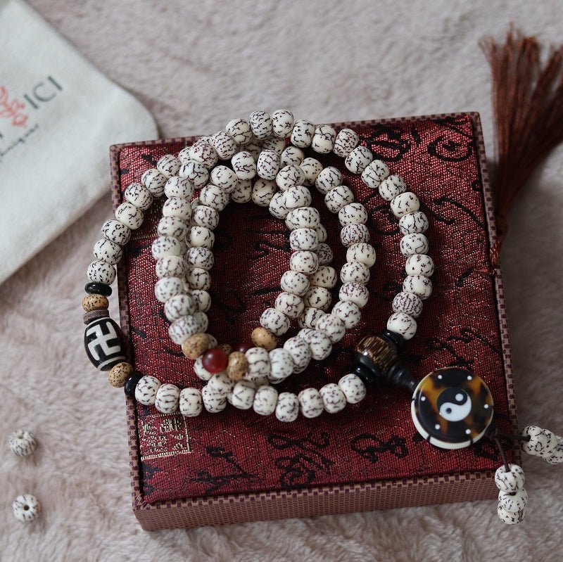 Mâlā Graines de Bodhi 108 Perles – Yin et Yang - Biloria