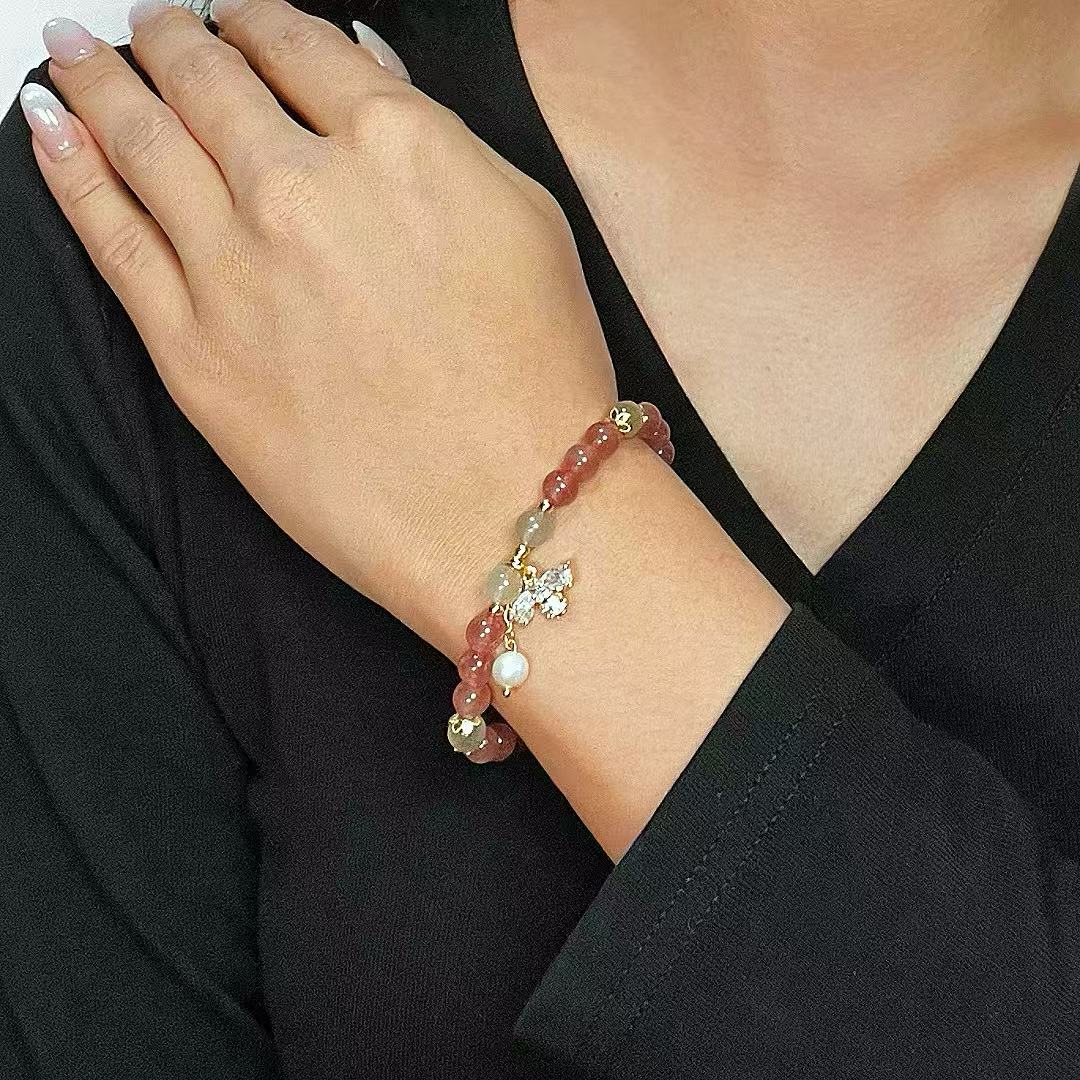 Offrir un Bracelet Quartz Fraise et Labradorite Abeille Poétique - Biloria