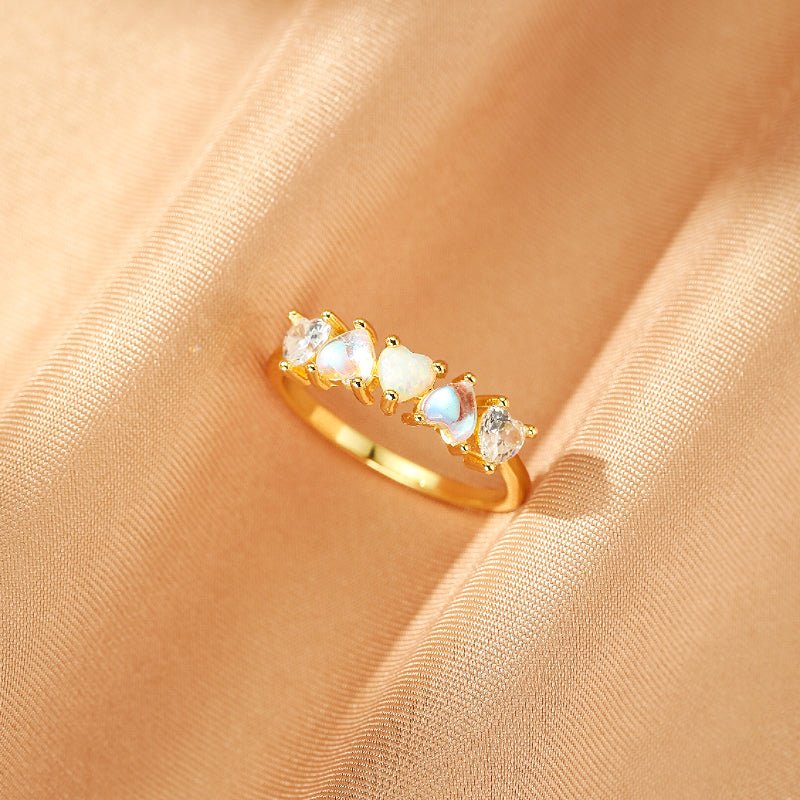 Offrir une bague pierre de lune argent plaqué or en cadeau - Biloria