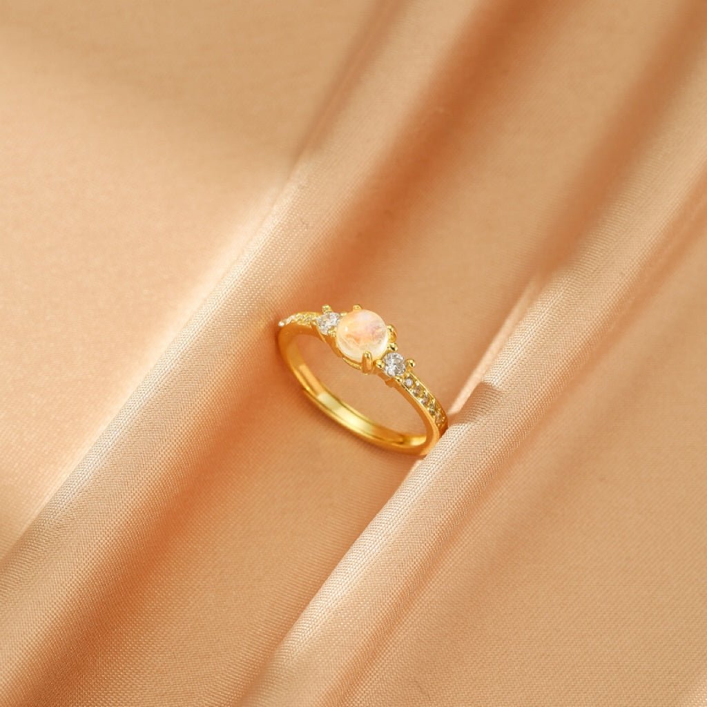 Offrir une Bague Pierre de Lune – Bijou Ajustable Argent Plaqué Or 18K - Biloria