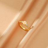Offrir une Bague Pierre de Lune – Bijou Ajustable Argent Plaqué Or 18K - Biloria