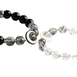 Paire de Bracelets Couple Obsidienne Cristal de Roche Nacre - Biloria