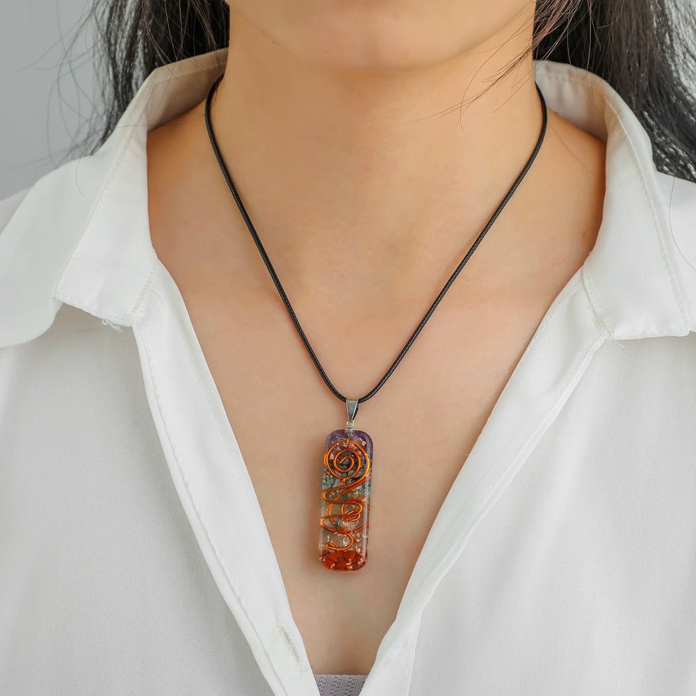 Pendentif 7 Chakras Pierres Naturelles pour Méditation - Biloria