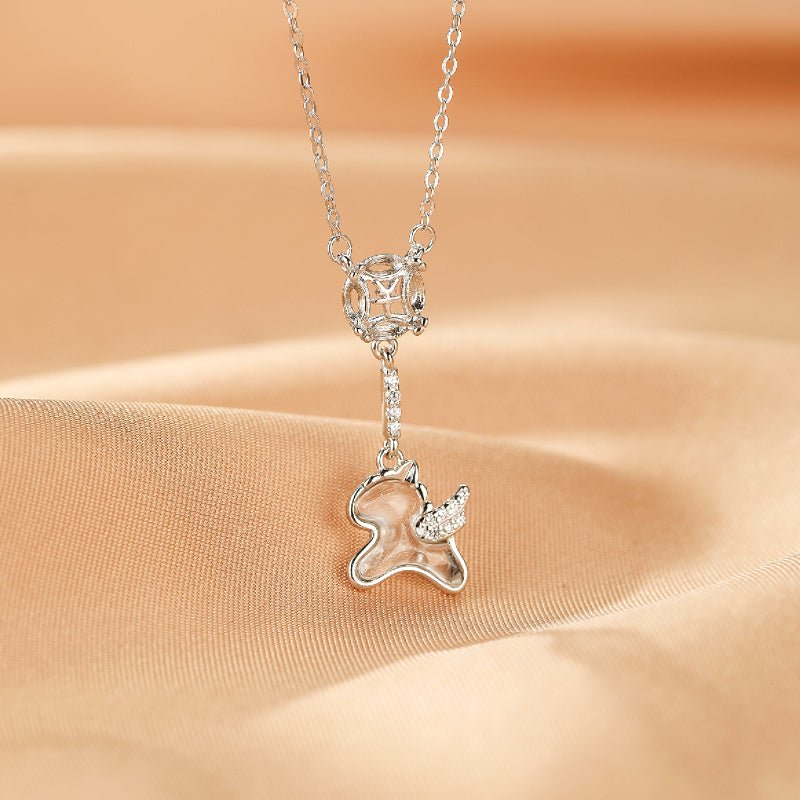 Pendentif Cheval Ailé Cristal de Roche - Argent 925 - Biloria