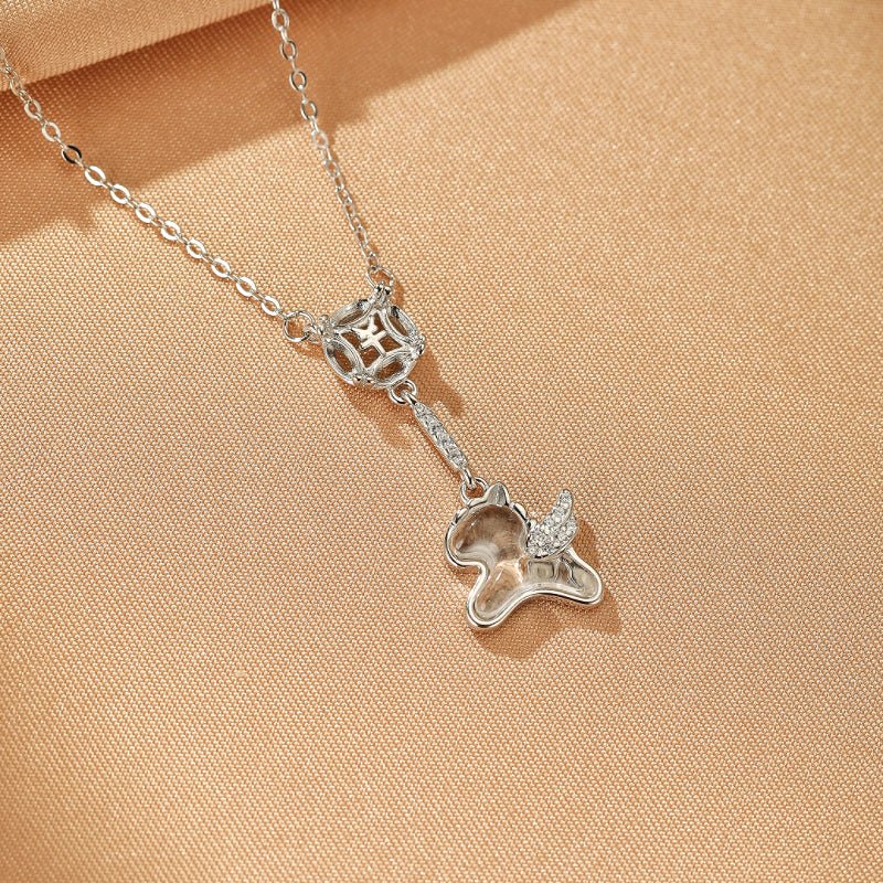 Pendentif Cheval Ailé Cristal de Roche - Argent 925 - Biloria