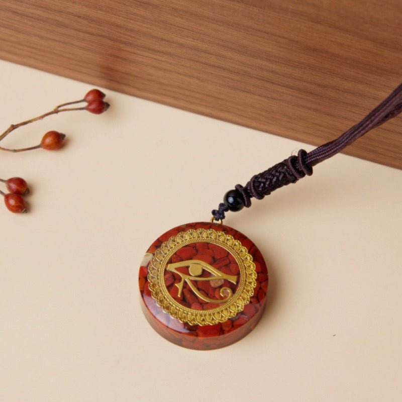 Pendentif Orgonite Jaspe Rouge Œil Oudjat Protection - Biloria