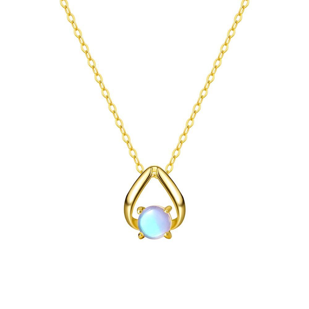 Pendentif Pierre de Lune Argent Plaqué Or – Bijou Féminin - Biloria