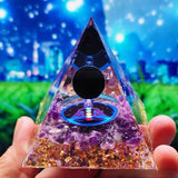 Pyramide Orgonite 7 Chakras Obsidienne et Améthyste – Protection - Biloria