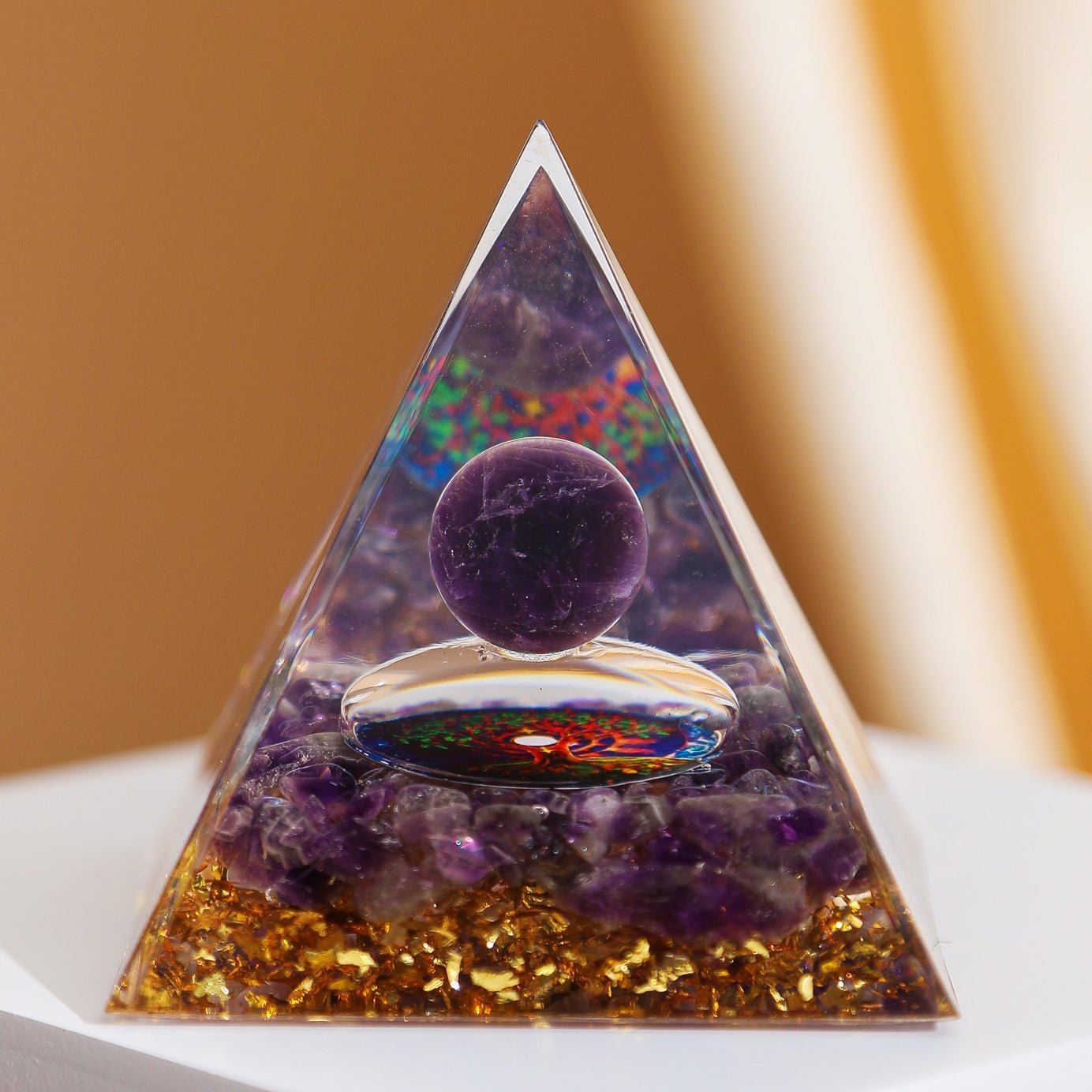 Pyramide Orgonite Arbre de Vie Améthyste – Protection et Harmonie - Biloria