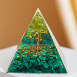 Pyramide Orgonite Arbre de Vie Malachite Péridot Vitalité - Biloria