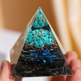 Pyramide Orgonite Arbre de Vie Turquoise Obsidienne Protection - Biloria
