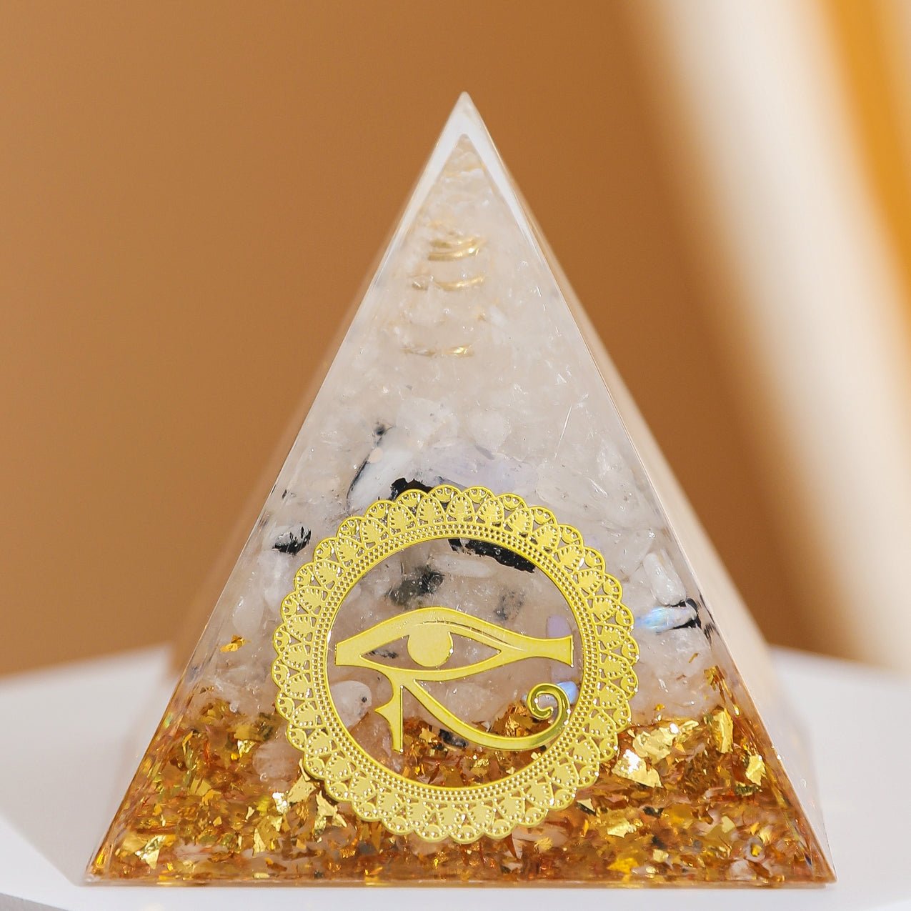 Pyramide Orgonite Œil Oudjat Quartz Clair Protection - Biloria
