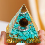 Pyramide Orgonite Turquoise Œil de Tigre Arbre de Vie - Biloria